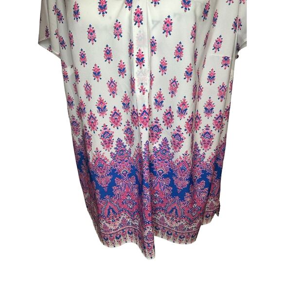 Talbots Women Size X Blouse Blue Pink Floral Shirt Top Light Weight Comfort - Picture 4 of 13